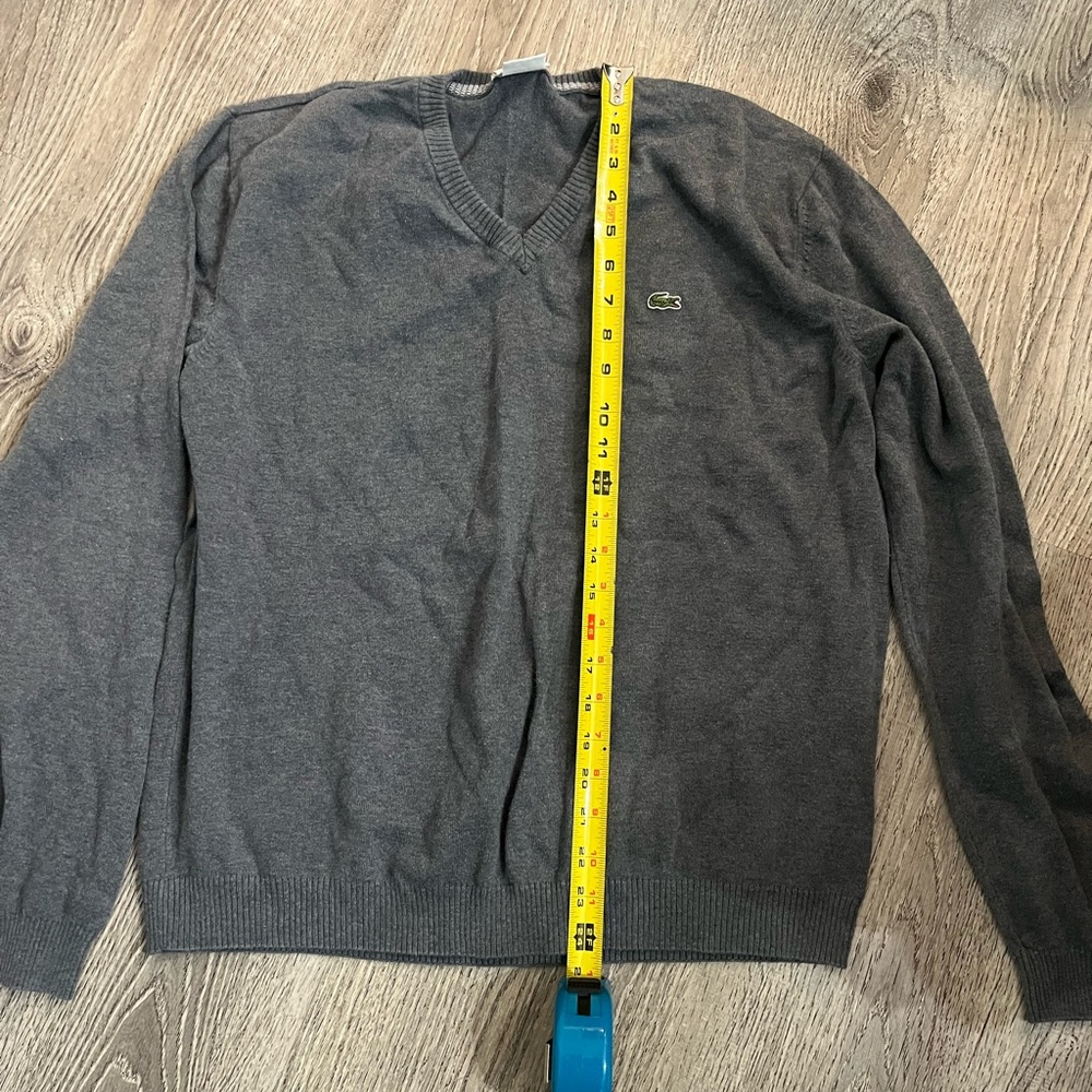 Lacoste Gray V-Neck Sweater
